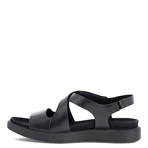 ECCO Women's FLOWT Cross Strap Sandal, Black, 9-9.5