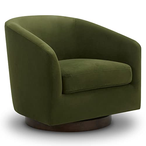 CHITA Swivel Velvet Accent Chair Armchair, Round Barrel Chair in Fabric for Living Room Bedroom,Forest Green