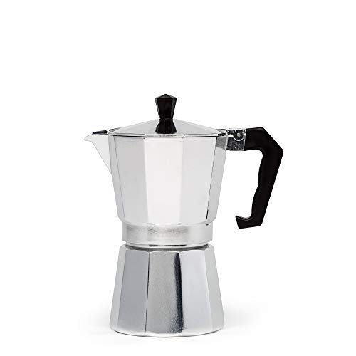 Primula Classic Stovetop Espresso and Coffee Maker, Moka Pot for Italian and Cuban Café Brewing, Greca Coffee Maker, Cafeteras, 6 Espresso Cups, Silver