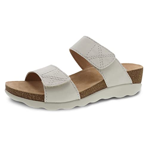 Dansko Maddy Slip-On Wedge Sandal for Women – Comfortable Wedge Shoes with Arch Support –Fully Adjustable Straps with Hook & Loop Closure– Lightweight Rubber Outsole Ivory Sandals 8.5-9 M US