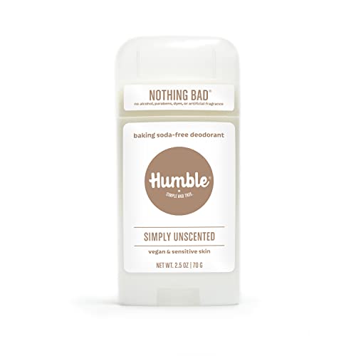 HUMBLE BRANDS Aluminum-Free Deodorant, Vegan and Cruelty- free, Formulated for Sensitive Skin, Simply Unscented, 2.5 Ounce (Pack of 1)