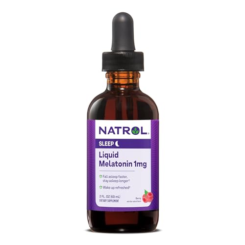 Natrol Liquid Melatonin 1mg, Berry-Flavored Dietary Supplement for Restful Sleep, 2 Fl Oz, 15 Servings