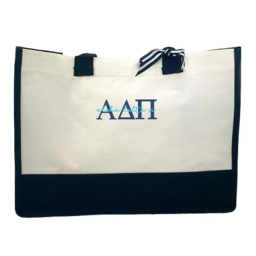 Go Greek Chic Alpha Delta Pi Embroidered Tote Bag