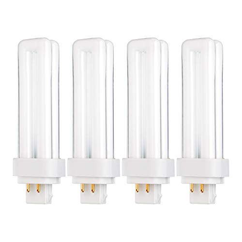 KOR (Pack of 4) 13 Watt Double Tube - G24Q-1 (4 PIN) Base - 4100K Cool White - CFL Light Bulb. Replaces Sylvania 20667 CF13DD/E/841 - Philips 38328-1 PL-C 13W/841/4P/ALTO and GE 97597 F13DBX/841/ECO4P
