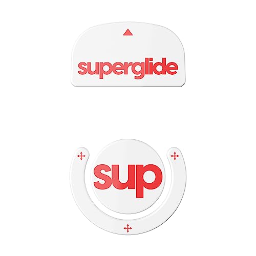 Superglide2 - New Controllable Speed Textured Surface Smoothest Mouse Feet/Skates Made with Ultra Strong Glass Smooth and Durable Sole for Logitech G Pro X Superlight1 [White/Red]