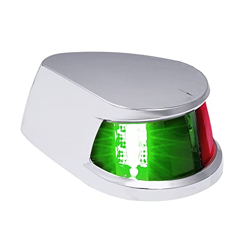 TRUE MODS Red Green LED Marine Navigation Bow Light [USCG ABYC A-16 2NM] [Waterproof] [Chrome & ABS] 2 Nautical Mile Visibility Bicolor Light for Pontoon Yacht Fishing Boat