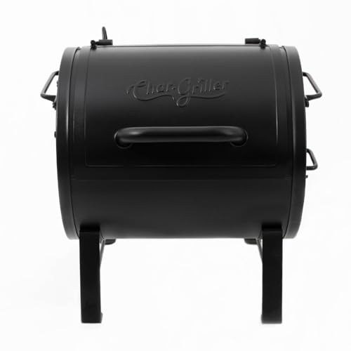 Char-Griller Portable Charcoal Grill and Side Fire Box Attachment for Texas-Style Offset Smoking Methods with 250 Cooking Square Inches in Black, Model E82424