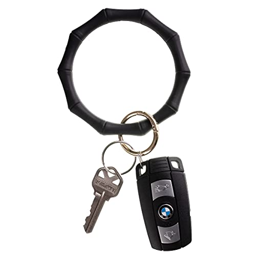 HADLEY MAE DESIGNS Key Ring Bracelet Keychain Wristlet Keychain Bangle Key Ring (Black)