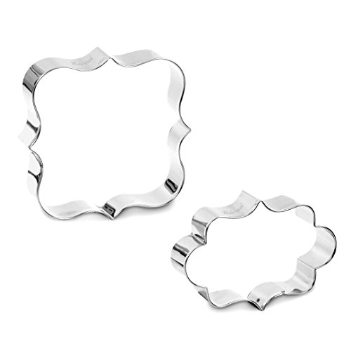 Bakerpan Stainless Steel Plaque Cookie Cutters Shapes, Frame Cookie Cutters for Baking - Set of 2