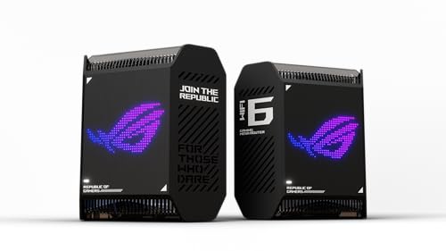 ASUS ROG Rapture GT6 (2PK) AX10000 Tri-Band WiFi 6 Gaming Mesh System, Covers up to 5,800 sq ft, 2.5 Gbps Port, Triple-Level Game Acceleration, UNII 4, Free Lifetime Internet Security, Black