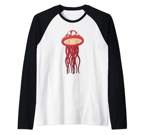 Cute Underwater Sea Jellyfish Mushroom Foraging Mycology Raglan Baseball Tee