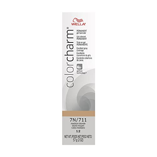 WELLA Color Charm Permanent Gel, Hair Color for Gray Coverage, 7N Medium Blonde