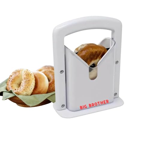 Big Brother Bagel Cutter Slicer Guillotine | Bagel Guillotine | Bagel Cutter | Bagel Slicer For Small And Large Bagels White | 9 inches