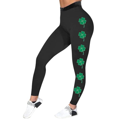 Women's St. Patricks Day Leggings Elastic Workout Yoga Pants Stretch Shamrock Printed Graphic Clover Tights Sweatpants