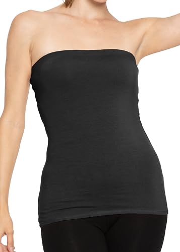 Stretch is Comfort Women's Cotton Tube Top Black X-Large