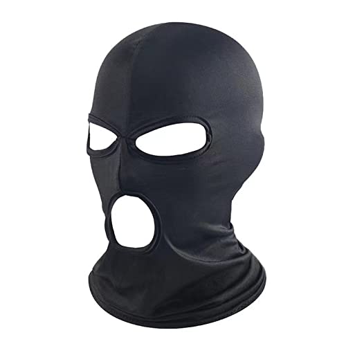WYSUMMER 3 Hole Full Face Mask, Women Men Thin Balaclava Face Mask for Motorcycle Bike Hunting Cycling Cap Ski (Black)
