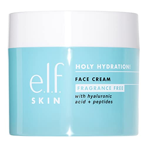e.l.f. Holy Hydration! Face Cream - Fragrance Free, Smooth, Non-Greasy, Lightweight, Nourishing, Moisturizes, Softens, Absorbs Quickly, Suitable For All Skin Types, 1.76 Oz