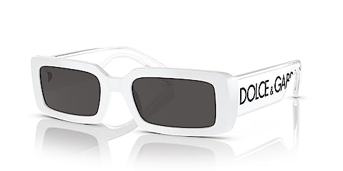 Dolce & Gabbana DG 6187 331287 White Plastic Rectangle Sunglasses Grey Lens