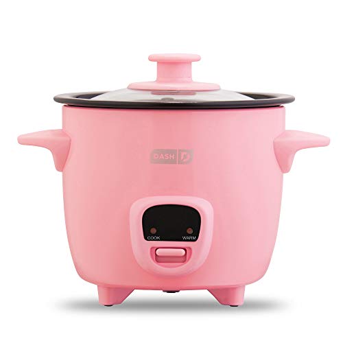 DASH Mini Rice Cooker Steamer with Removable Nonstick Pot, Keep Warm Function & Recipe Guide, Half Quart, for Soups, Stews, Grains & Oatmeal - Pink