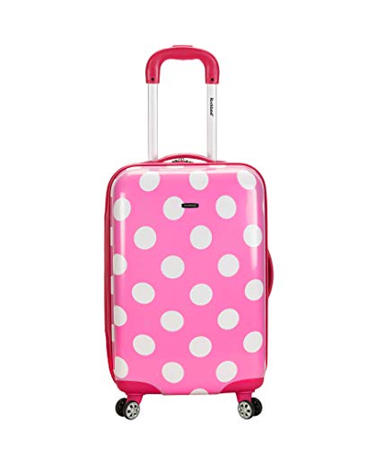 Rockland Laguna Beach Hardside Spinner Wheel Luggage, Pink Dots, Carry-On 22-Inch