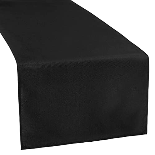 Black Polyester Hemmed Table Runner - 13' x 108' (1 Pc), Luxurious & Durable Design for All Occasions, Effortless Cleanup