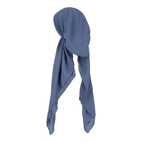 Madison Headwear Pretied Hair Scarves For Women Featuring A Unique Sparkly Foil Finish And Stretchy Ribbed Fabric (Crimped Solid DENIM)