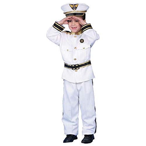 Dress Up America Navy Admiral Costume - White Ship Captain Uniform for kids - Boat Captain Costume Set for Boys and Girls