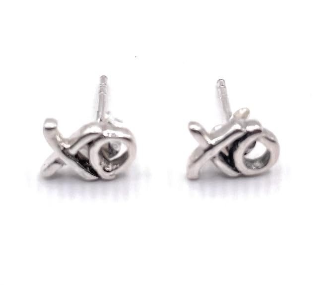 Solid Sterling Silver .925 XO Hugs and Kisses Earrings 7 mm + Free Giftbag