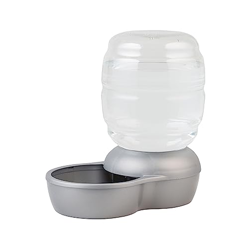 Petmate Replendish Gravity Waterer with Microban for Cats and Dogs, 4 Gallons,Silver, Made in USA