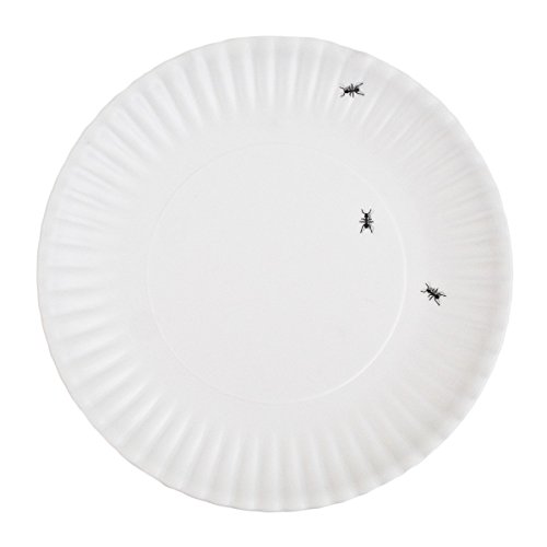 180 Degrees ME0036 What is It Reusable Dinner Plate with Ant Design, 9 Inch Melamine, Set of 4, 9', white, black