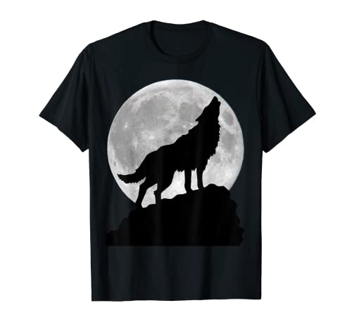 Wolf in moon light T Shirt - Cool full dog pup howling tee