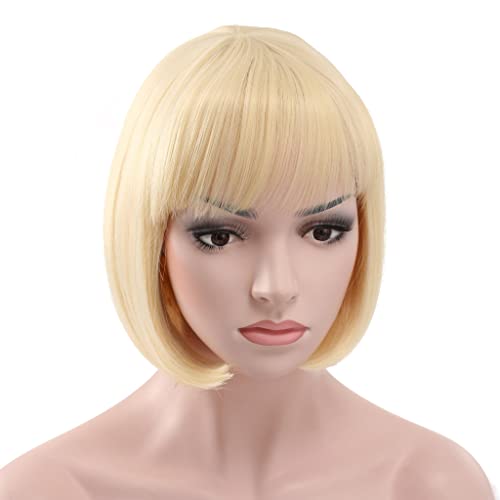 Onedor 10' Short Straight Hair Flapper Cosplay Costume Bob Wig (613# - Pre Bleach Blonde)