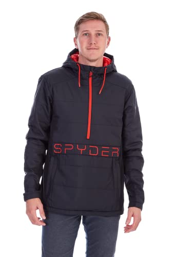 Spyder Men's Force Insulated Anorak Ski Jacket Windbreaker, Black, Medium