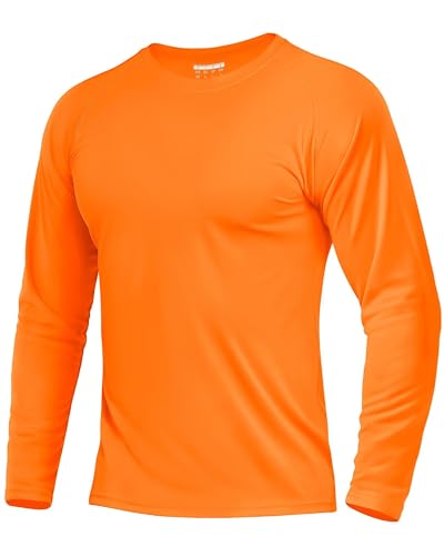 Boladeci Swim Shirts for Men Rash Guard Long Sleeve UPF 50+ UV Protection Sun Block SPF Cool Athletic Tee Shirts for Men Hiking Running (Orange)