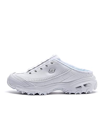 Skechers womens Bright Sky clogs and mules shoes, White/Silver, 6.5 US