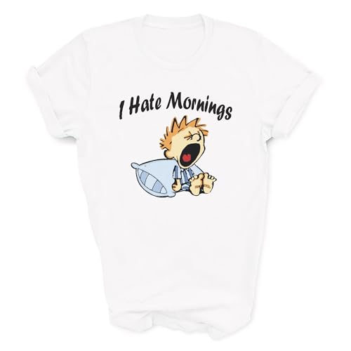 Vintage I Hate Mornings Tshirt - Calvin and Hobbes - Calvin and Hobbes Shirt Multicoloured