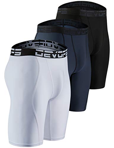 DEVOPS Men's Compression Shorts Underwear (3 Pack) (Medium, Black/Charcoal/White)