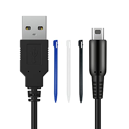DSi USB Charger Cable Kit, DSi Charger Cable and Stylus Pen Compatible with Nintendo DSi, Play and Charge Power Charging Cord for DSi, with 3 Stylus