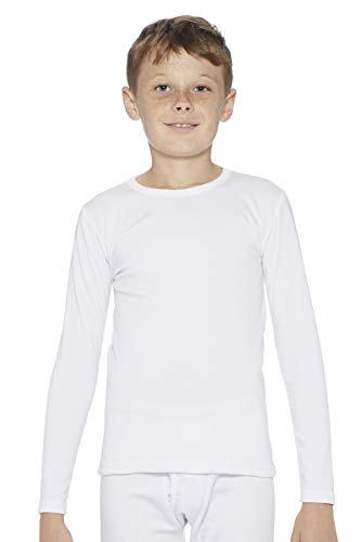 Rocky Boy's Thermal Base Layer Top (Long John Underwear Shirt) Insulated for Outdoor Ski Warmth/Extreme Cold Pajamas (White - Large)