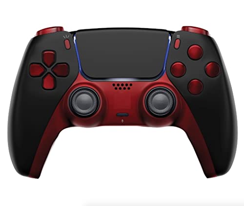 Custom Wireless UN-MODDED PRO Controller compatible with PS5 Exclusive Unique Design (Black/Red)