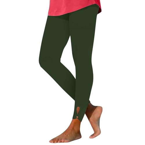 Sales Today Deals Prime Clearance Womens Capris Pants Leggings with Pockets for Women Pack Clothes Pants Best Workout Leggings for Women Yoga Pants Women Short Army Green M