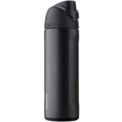 Owala FreeSip Insulated Stainless Steel Water Bottle with Straw for Sports and Travel, BPA-Free, 24-oz, Very, Very Dark