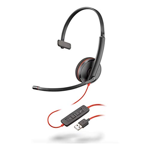 Plantronics - Blackwire 3210 - Wired, Single Ear (Monaural) Headset with Boom Mic - USB-A to connect to your PC and/or Mac