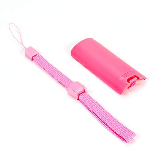 Battery Door Lid Cover Back Cover Pack Case Shell + Hand Strap Lanyard for Wii Remote Controller Replacement (Pink)