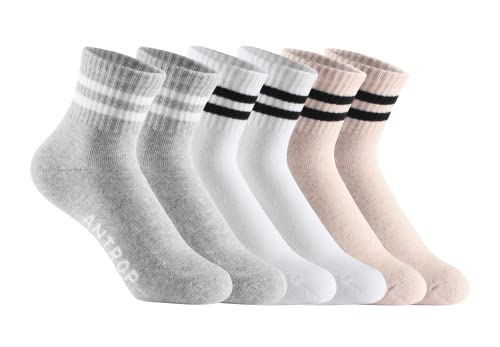 Antrop Women Quater Crew Athletic Running Cotton Cushion Socks (6 Pairs)