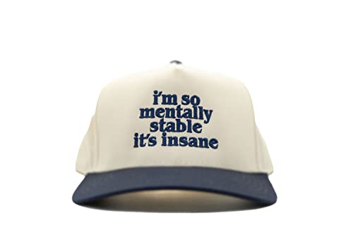 Visibly Toxic I'm So Mentally Stable It's Insane Hat, Funny Hat, Funny Gifts, Party Hat, Sports Baseball Cap, Casual Adjustable Size Tan/Blue