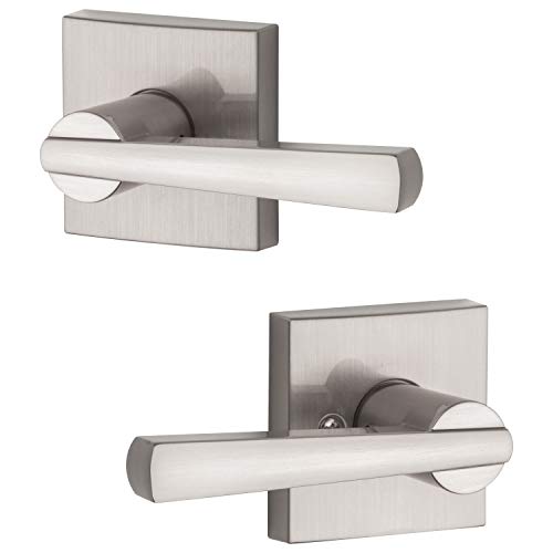 Baldwin Spyglass , Interior Passage Door Reversible Lever for Hallway/Closet/Rooms, Non-Locking Door Handle With Microban Protection, in Satin Nickel