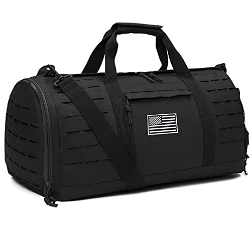 QT&QY 40L Military Tactical Duffle Bag For Men Sport Gym Fitness Tote Travel Training Workout With Shoe Compartment Basketball Football Weekender