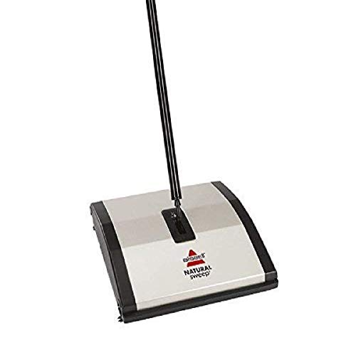 Bissell Natural Sweep Carpet and Floor Sweeper with Dual Rotating System and 2 Corner Edge Brushes, 92N0A, 4, Silver