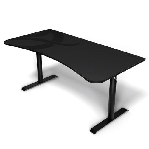 Arozzi Arena Ultrawide Curved Gaming and Office Desk with Full Surface Water Resistant Desk Mat Custom Monitor Mount Cable Management Cut Outs Under The Desk Cable Management Netting - Dark Grey